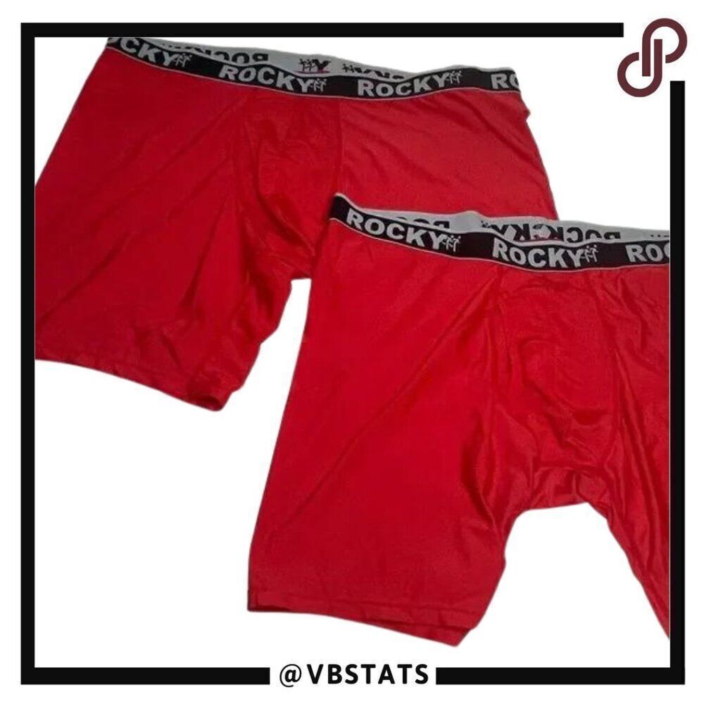 Rocky Men's Red Boxer Briefs 4-Way High Performance Pouch Underwear, 2-Pack XXXL